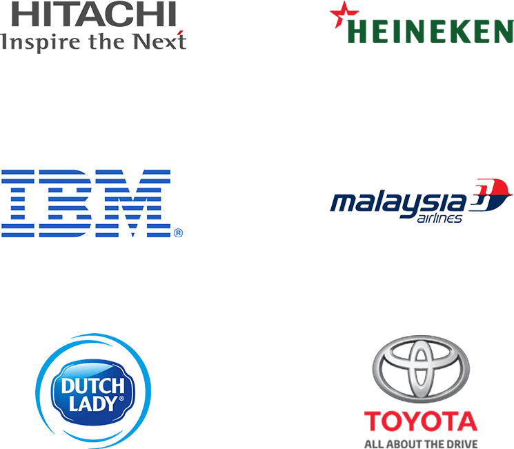 Hitachi, Heineken, IBM. Malaysia Airlines, Dutch Lady, Toyota